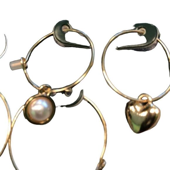 Wild Fable Earring Trio Set Gold Tone Hoops, Dangle Pearl, Roses Nickel Free New - Picture 3 of 7